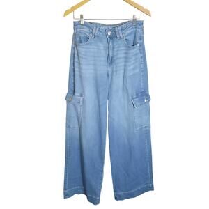 American Eagle Womens High Waisted Baggy Wide Leg Cargo Utility Jeans Size 6